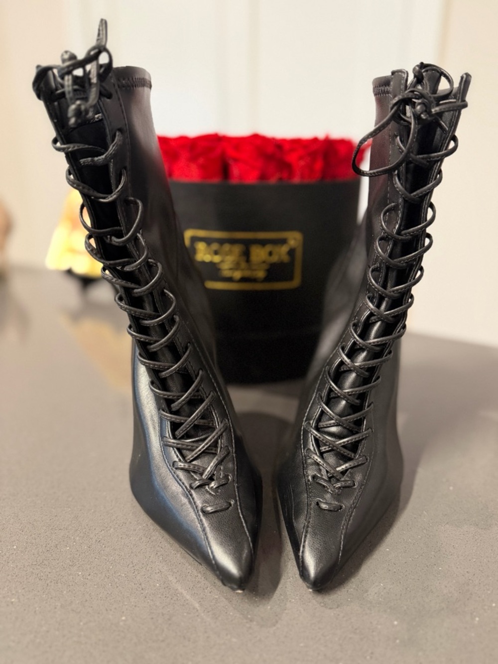 Schutz TENNIE Bootie Lace Up Stiletto Ankle Boot Black Size 7.5 Victorian Chic - Picture 9 of 15